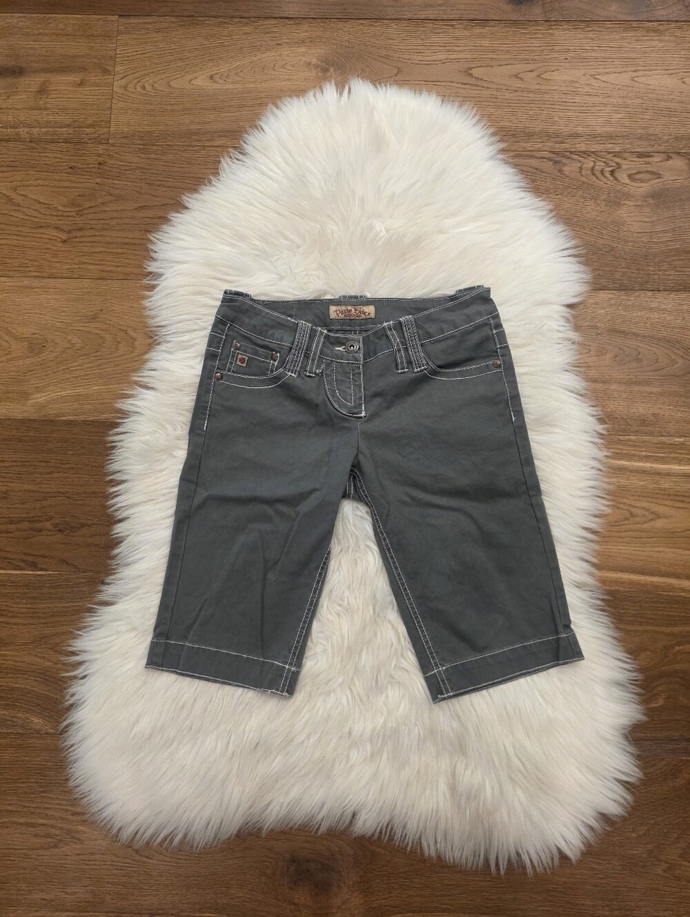 Vintage Low Rise Paris Blues Dark Gray Bermuda Shorts